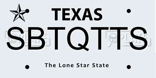 SBTQTTS Texas License Plate