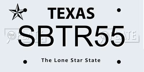 SBTR55 Texas License Plate