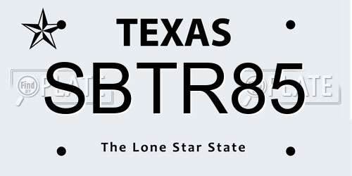 SBTR85 Texas License Plate