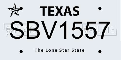 SBV1557 Texas License Plate