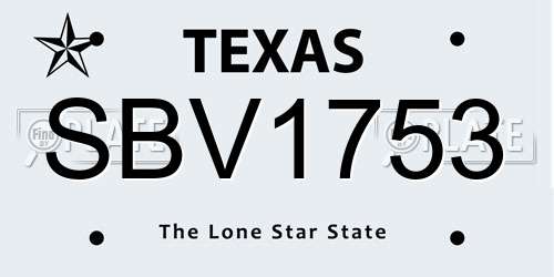 SBV1753 Texas License Plate