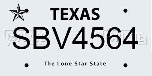 SBV4564 Texas License Plate