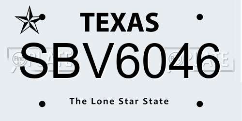 SBV6046 Texas License Plate