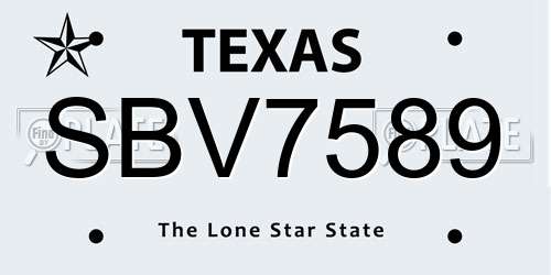 SBV7589 Texas License Plate