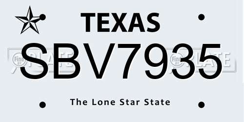 SBV7935 Texas License Plate