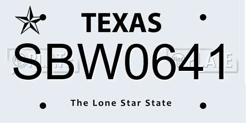 SBW0641 Texas License Plate
