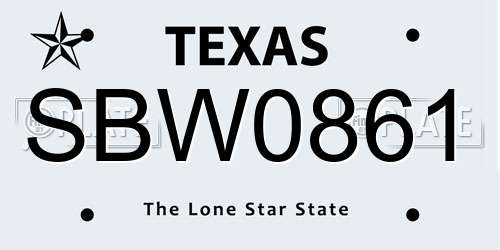 SBW0861 Texas License Plate