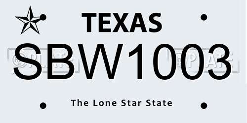 SBW1003 Texas License Plate
