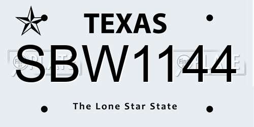 SBW1144 Texas License Plate