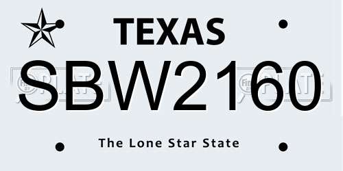 SBW2160 Texas License Plate