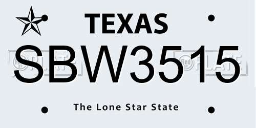 SBW3515 Texas License Plate