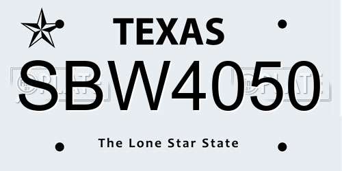 SBW4050 Texas License Plate