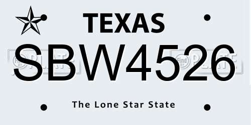 SBW4526 Texas License Plate