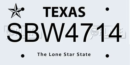 SBW4714 Texas License Plate