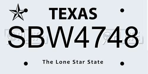 SBW4748 Texas License Plate