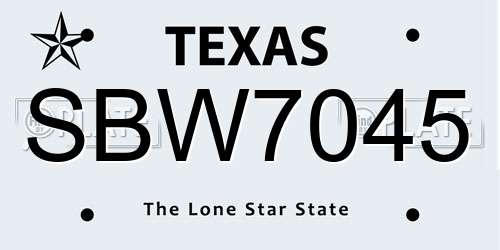 SBW7045 Texas License Plate