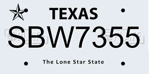 SBW7355 Texas License Plate