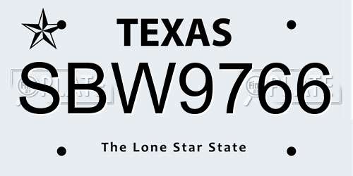 SBW9766 Texas License Plate