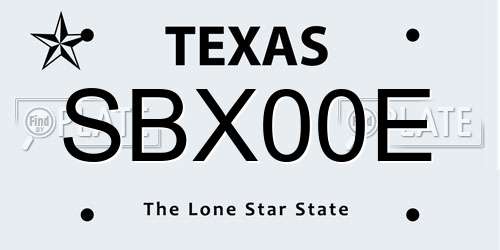 SBX00E Texas License Plate