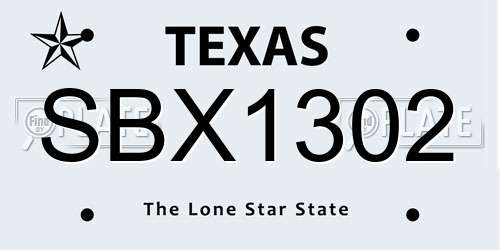 SBX1302 Texas License Plate