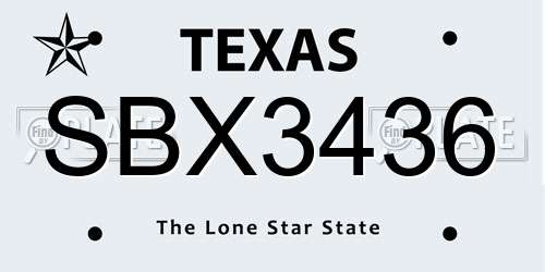 SBX3436 Texas License Plate
