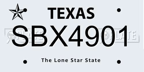 SBX4901 Texas License Plate