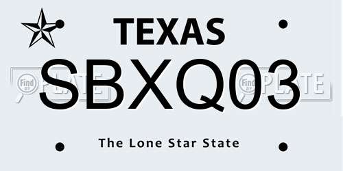 SBXQ03 Texas License Plate