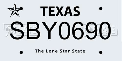 SBY0690 Texas License Plate