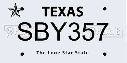 SBY357 Texas License Plate