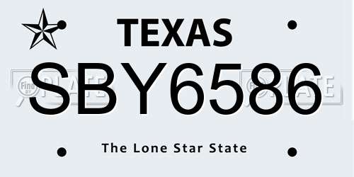 SBY6586 Texas License Plate