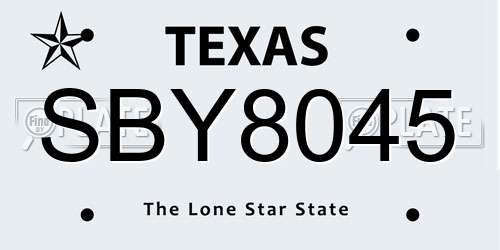 SBY8045 Texas License Plate
