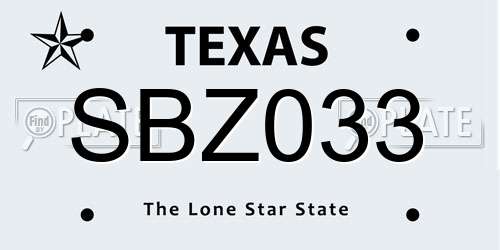 SBZ033 Texas License Plate