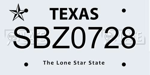 SBZ0728 Texas License Plate