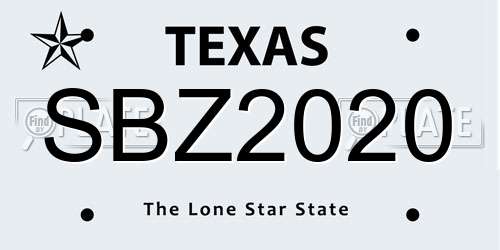 SBZ2020 Texas License Plate