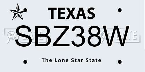 SBZ38W Texas License Plate
