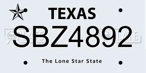 SBZ4892 Texas License Plate