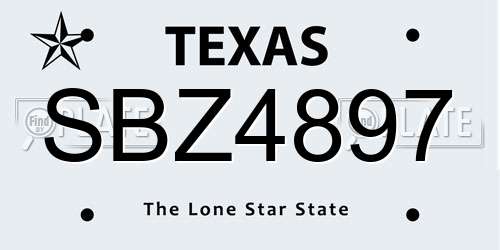 SBZ4897 Texas License Plate