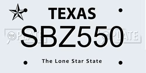 SBZ550 Texas License Plate