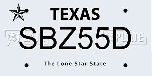 SBZ55D Texas License Plate