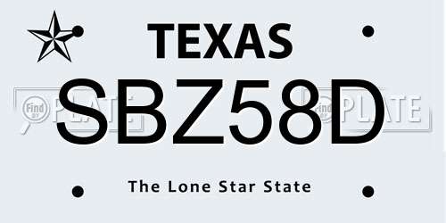 SBZ58D Texas License Plate