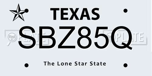 SBZ85Q Texas License Plate