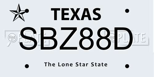 SBZ88D Texas License Plate