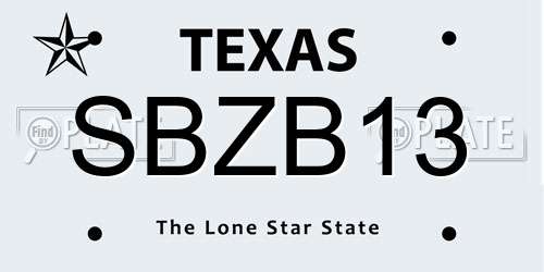 SBZB13 Texas License Plate