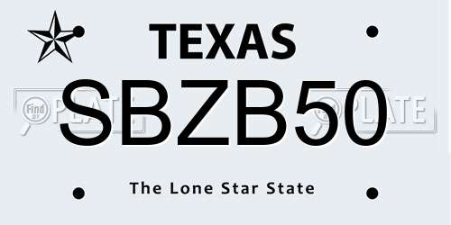 SBZB50 Texas License Plate