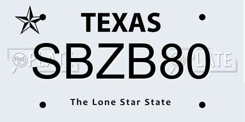 SBZB80 Texas License Plate
