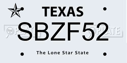 SBZF52 Texas License Plate