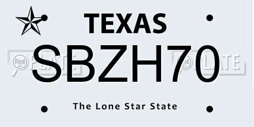 SBZH70 Texas License Plate