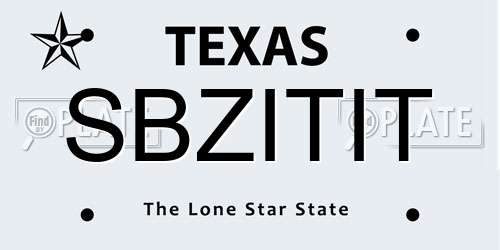 SBZITIT Texas License Plate