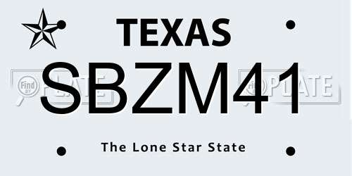 SBZM41 Texas License Plate