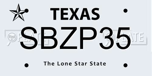 SBZP35 Texas License Plate